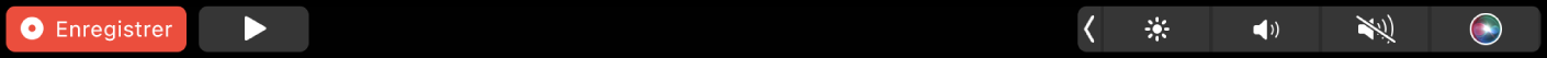La Touch Bar avec un bouton permettant de lire/mettre en pause et le bouton d’enregistrement sélectionné.