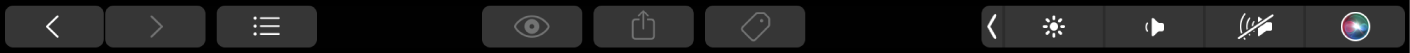 ה‑Touch Bar של Finder עם כפתורים לשינוי תצוגה, תצוגה מקדימה, שיתוף והוספת תגים.