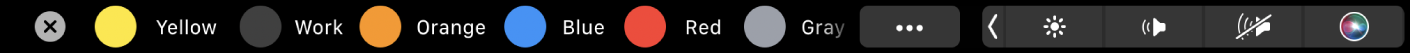 ה‑Touch Bar של Finder, מציג תגים שניתן להחיל.