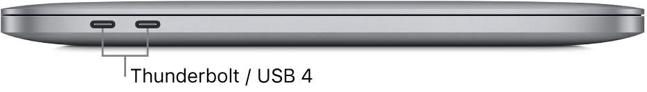 MacBook Pro, вид слева. Показаны разъемы Thunderbolt / USB 4.