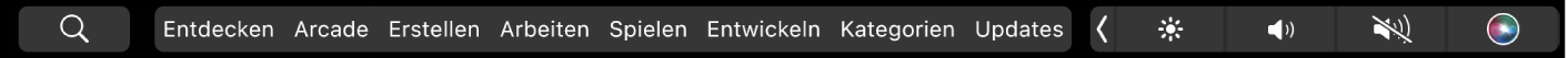 Die App Store-Touch Bar mit angezeigten Taboptionen.