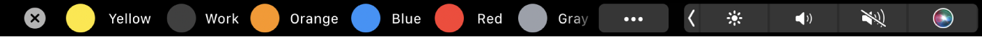 The Finder Touch Bar, showing tags you can apply.