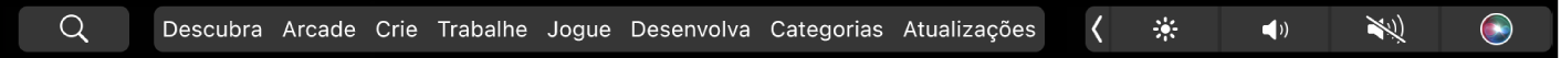 A Touch Bar da App Store mostrando as opções de aba.