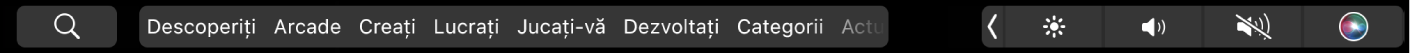 Bara Touch Bar pentru App Store afișând opțiunile pentru file.