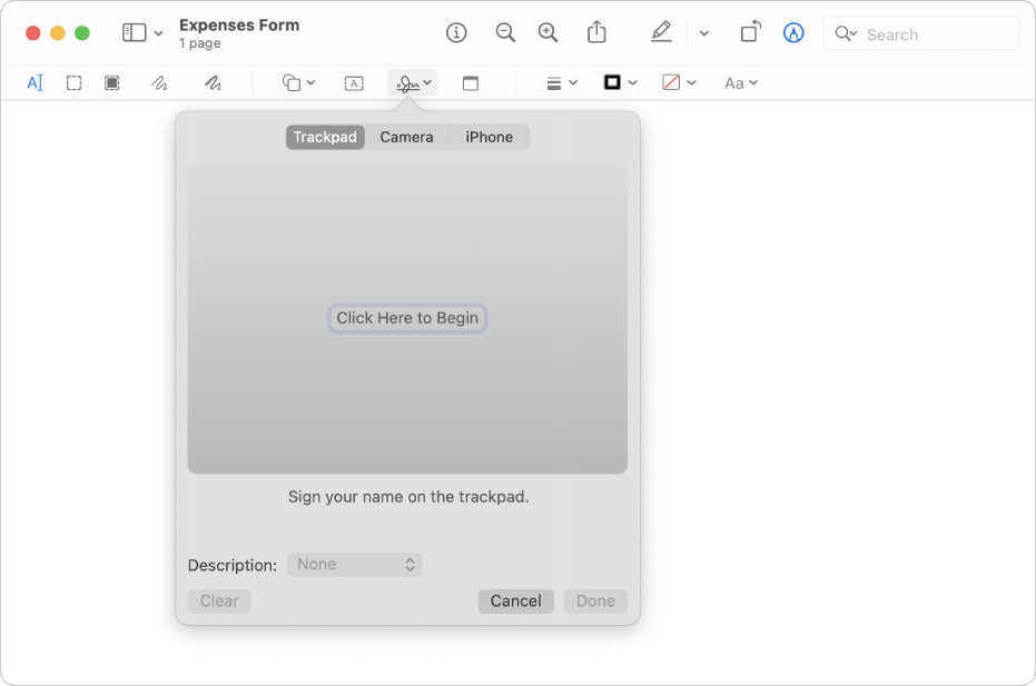 L’eina de firma de l’app Previsualització.