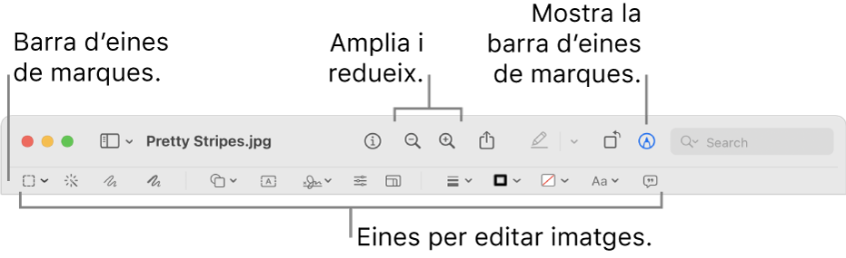 Barra d’eines de marques per editar imatges.