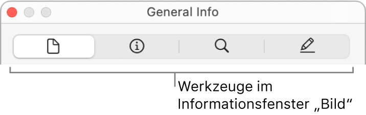 Werkzeuge im Informationsfenster „Bild“.