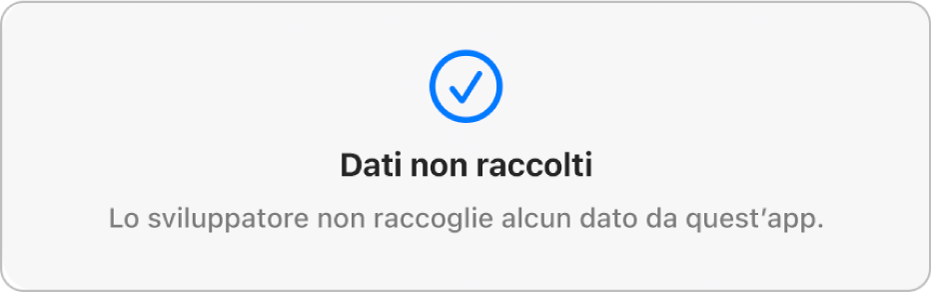 Una parte della pagina principale di Mac App Store, che mostra l’informativa sulla privacy dello sviluppatore dell’app selezionata.