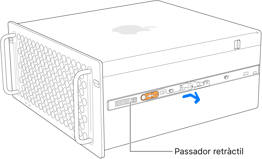 S’està desmuntant una guia del lateral del Mac Pro.
