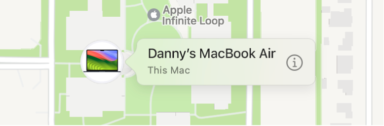 Primo piano dell’icona Informazioni di MacBook Air di Daniele.