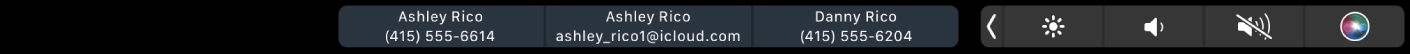 Touch Bar FaceTime menampilkan tombol untuk mendapatkan info mengenai kontak.