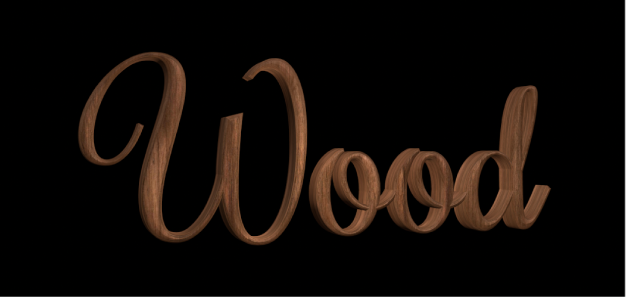 Substance de bois Noyer appliquée à du texte 3D dans le canevas