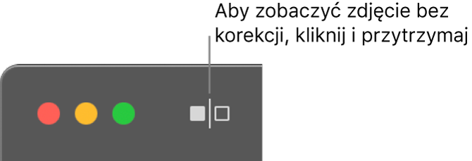Przycisk wyświetlania zdjęcia bez korekcji obok narzędzi okna w lewym górnym rogu okna.