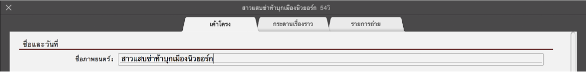 ข้อความที่ป้อนในบานหน้าต่างเค้าร่างภาพยนตร์ตัวอย่าง