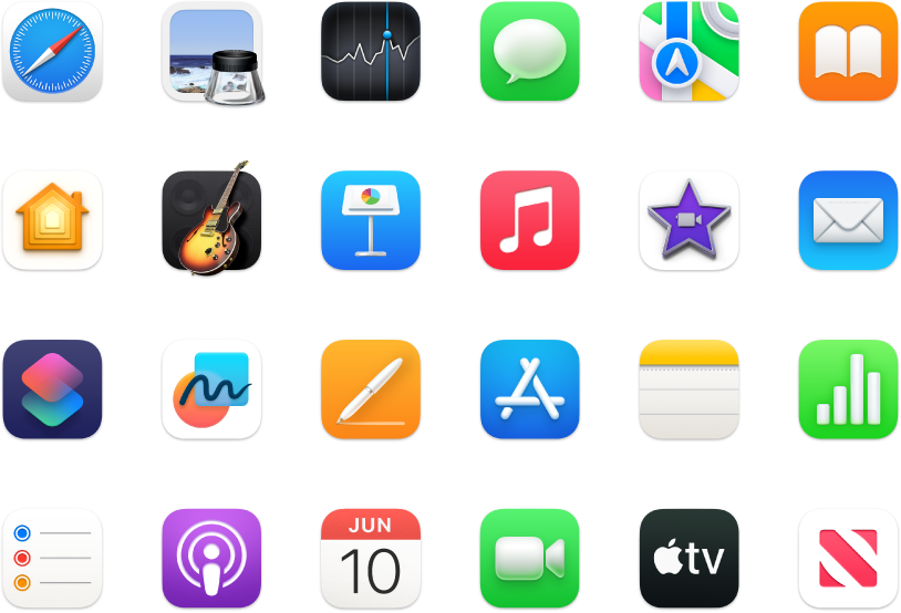 Icônes des apps fournies avec votre MacBook Air.