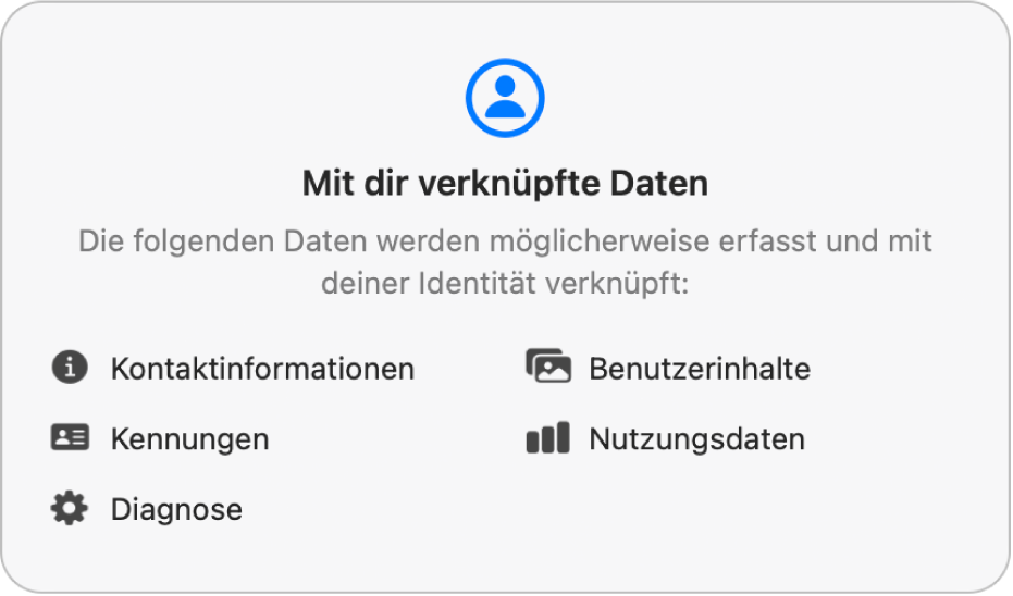 Ein Bereich der Mac App Store-Hauptseite mit der Datenschutzrichtlinie des Entwicklers einer ausgewählten App.