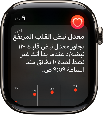 تنبيه معدل نبض القلب، ويشير إلى ارتفاع معدل نبض القلب.