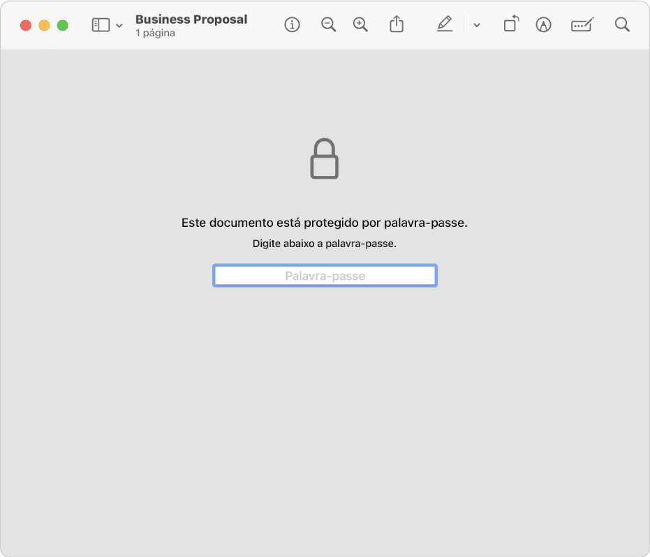 Um ficheiro PDF protegido por palavra‑passe que mostra um ícone de cadeado e um campo de texto para introduzir a palavra‑passe para abrir o ficheiro.