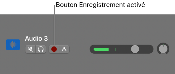 Bouton Activer l’enregistrement dans l’en-tête de piste.