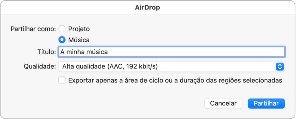 Caixa de diálogo AirDrop.