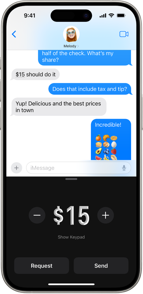 Apple Pay सह ‘iMessage’ चे संभाषण खाली उघडलेले आहे.