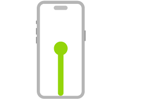 iPhone resmi. Nokta ile biten bir çizgi ekranın altından yukarı doğru sürüklemeyi ve ardından duraklatmayı gösterir.