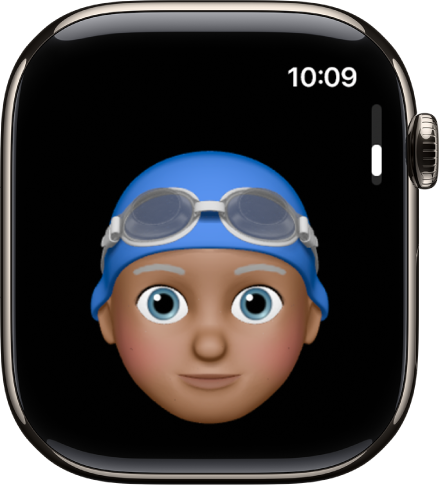 The Memoji app on Apple Watch showing a face.