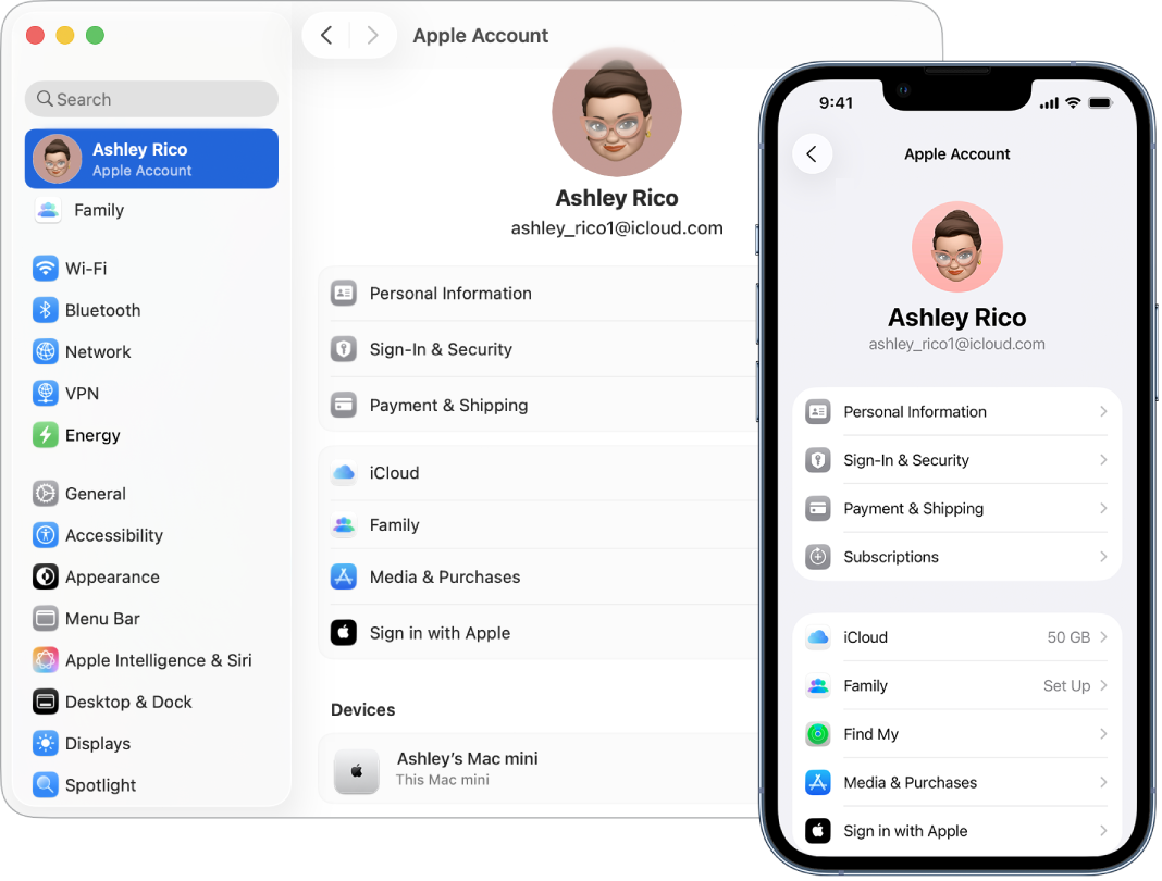 Cài đặt iCloud trên iPhone và trên máy Mac.