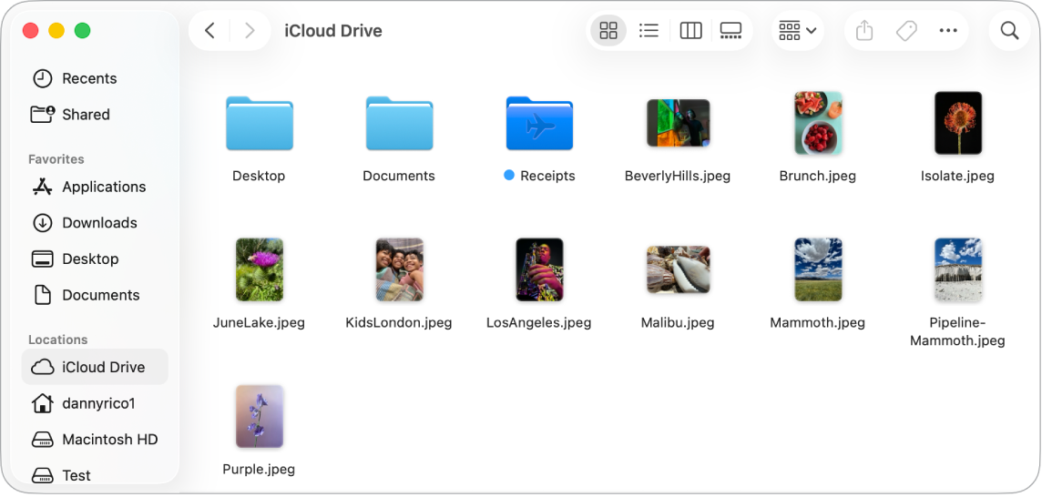 An open Finder window, displaying files and folders as icons.