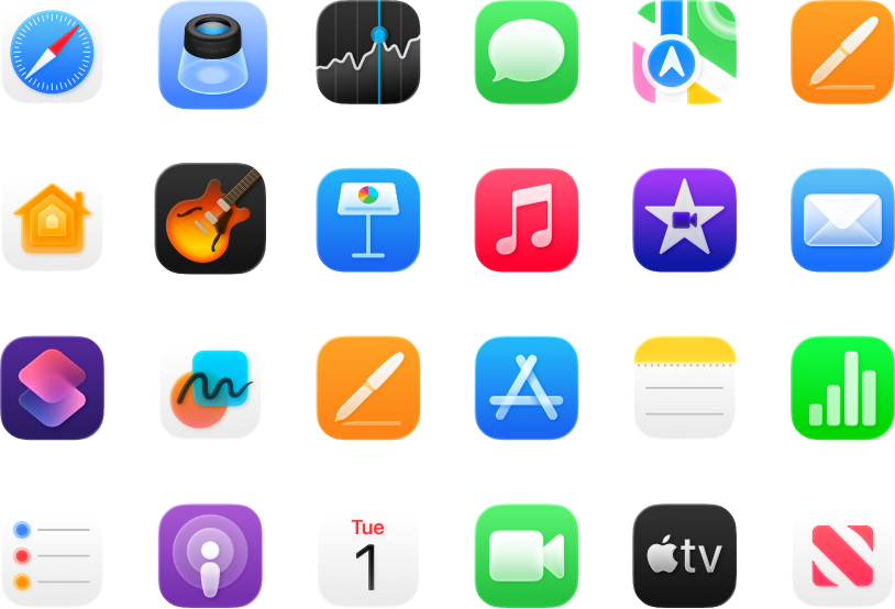 Icones de les apps incloses amb el Mac.