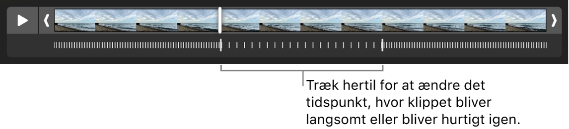 En video i slowmotion med håndtag, du kan trække for at ændre det punkt, hvor videoen bliver langsommere og derefter hurtigere.