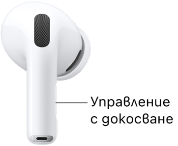 Разположението на функцията за управление с докосване на AirPods Pro 3, по протежение на удължената част на всяка от слушалките AirPods.