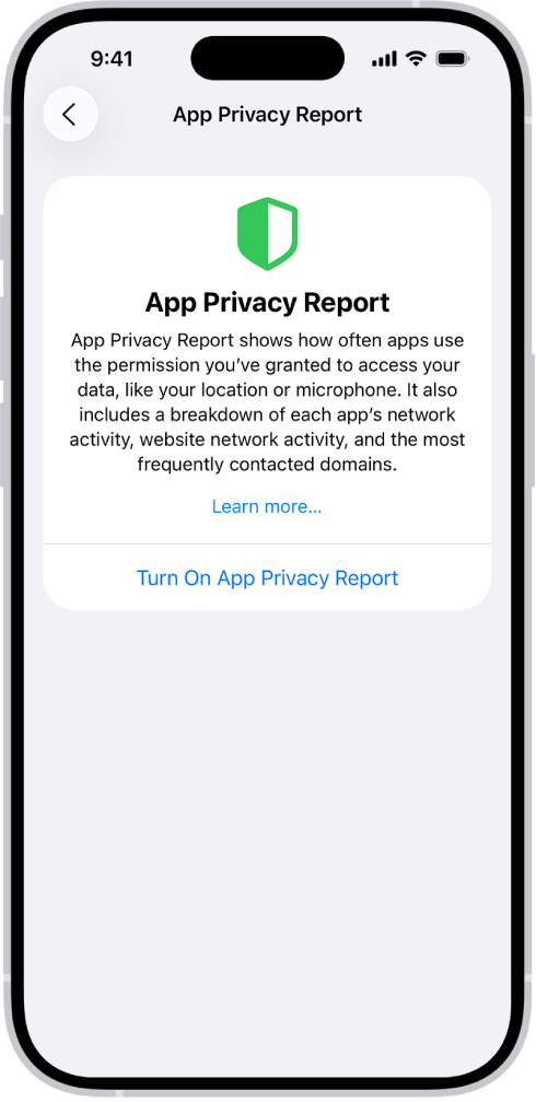 Отчет о конфиденциальности приложений, в котором приведена информация о приложениях в категории «Доступ к данным и датчикам» и о приложениях в категории «Сетевая активность приложений».