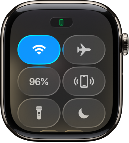 Control Center with the Connected status icon at the top showing that the Apple Watch is connected to iPhone.