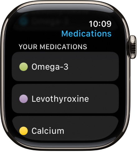 Rakenduses Medications kuvatakse ravimite loendit.