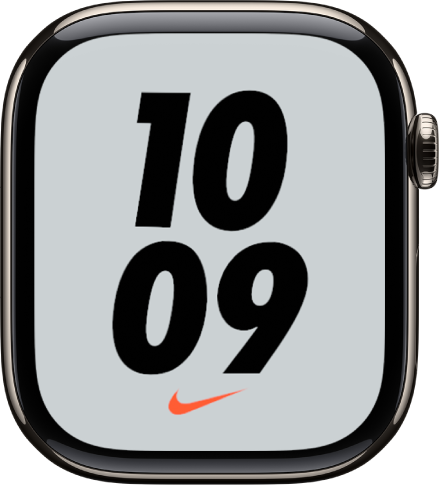עיצוב השעון ״Nike קופצני״ עם השעה בסגנון דיגיטלי בספרות גדולות במרכז הצג.