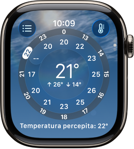 L’app Meteo con la previsione oraria per la temperatura.