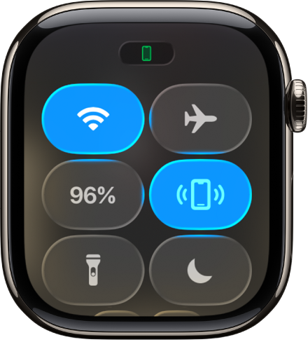Ekranas „Control Center“, kuriame „iPhone“ ryšio tikrinimo mygtukas rodomas viršuje dešinėje.
