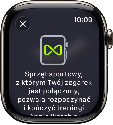 Ekran łączenia Apple Watch w parę ze sprzętem sportowym.