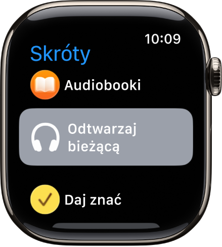 Aplikacja Skróty wyświetlająca trzy skróty: Minutnik przerwy, Kompas i Rejestruj ślad.