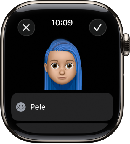 A aplicação Memoji no Apple Watch a mostrar o mostrador.