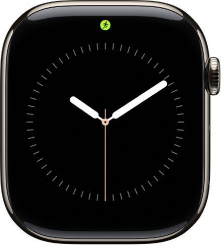 Apple Watch-urtavlan med en punkt för en liveaktivitet överst i mitten.