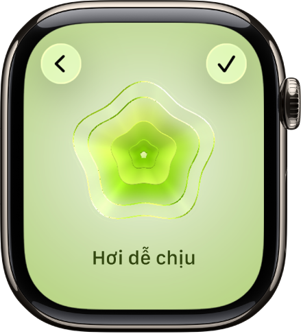 Màn hình ứng dụng Chú tâm đang hiển thị màn hình Trạng thái tinh thần với một hình ảnh ở trung tâm. Một cảm xúc được liệt kê bên dưới.