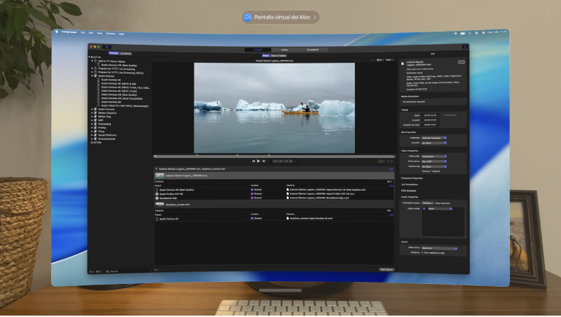 Pantalla virtual del Mac con la app Compressor abierta.