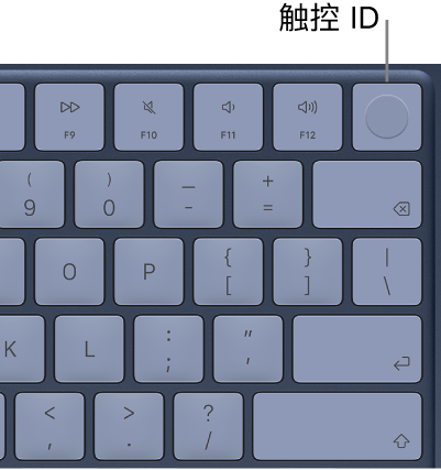 MacBook Neo 键盘上的触控 ID。