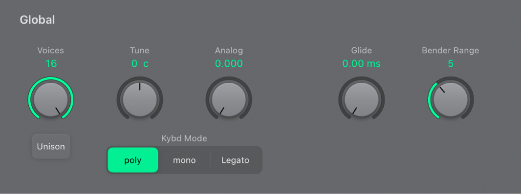 Abbildung. Oszillator-Parameter „EVOC 20 PS Global“
