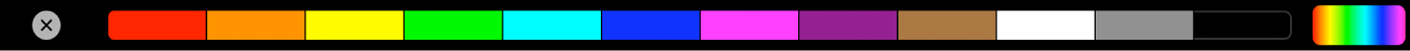 Touch Bar affichant des panneaux d’échantillons de couleurs