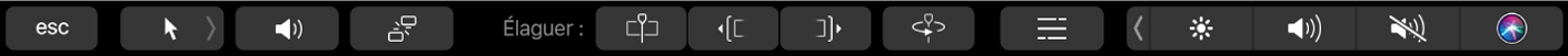 Touch Bar affichant les commandes pour le montage dans la timeline