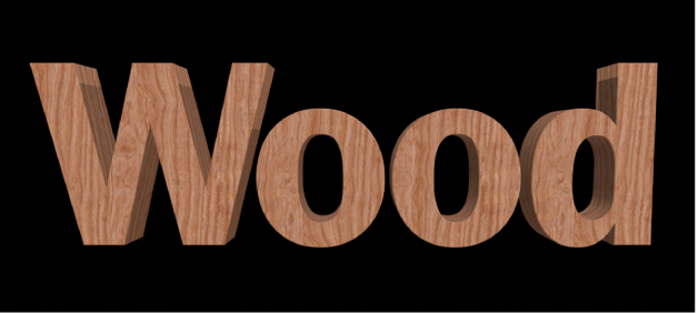 Texte 3D dans le visualiseur avec la substance Bois appliquée