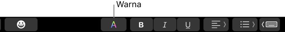 Touch Bar menunjukkan butang Warna di antara butang khusus app.
